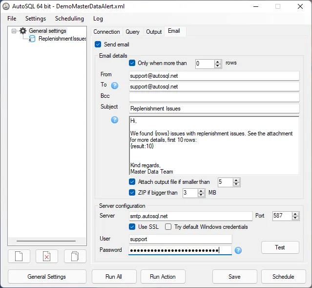 Provide email settings