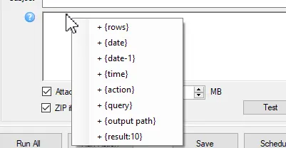 Available placeholders