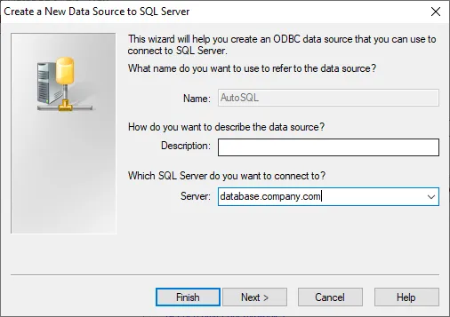 Provide SQL server hostname