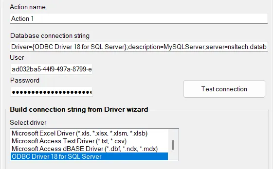 Resulting connection string