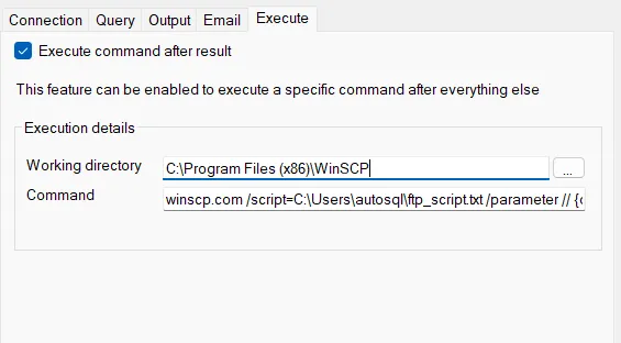 External command to execute FTP